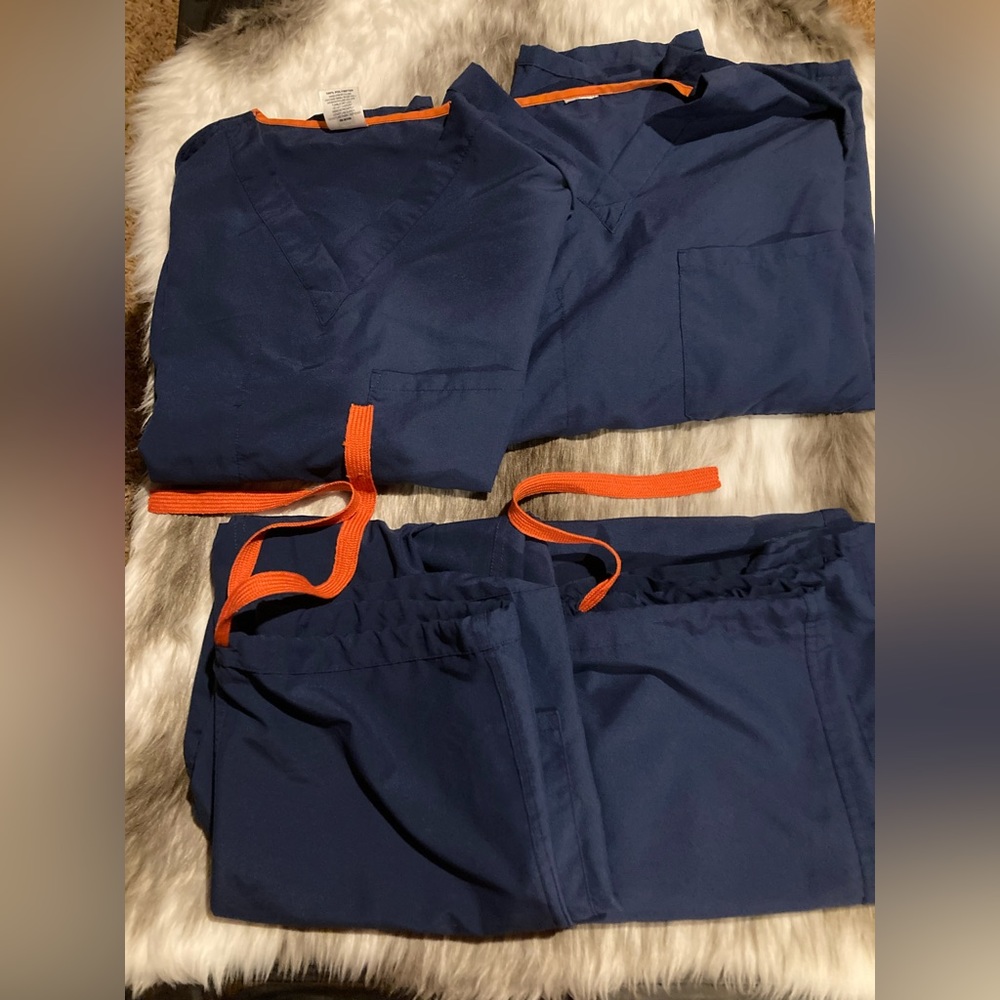 2 pairs medline scrubs size small - navy
